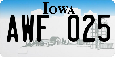IA license plate AWF025