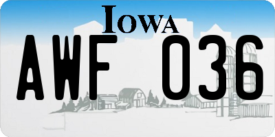 IA license plate AWF036