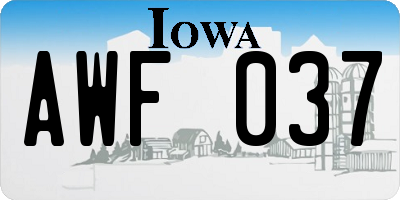 IA license plate AWF037