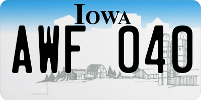 IA license plate AWF040