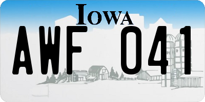IA license plate AWF041