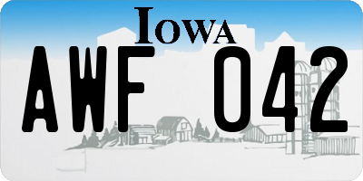 IA license plate AWF042