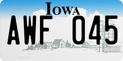 IA license plate AWF045