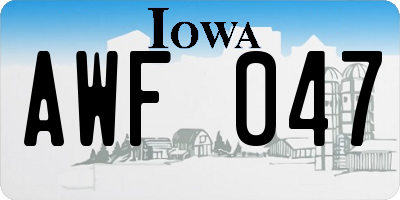 IA license plate AWF047