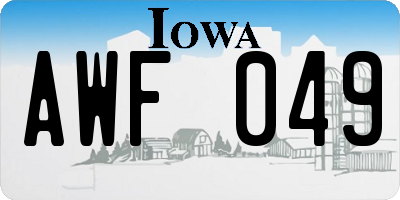 IA license plate AWF049
