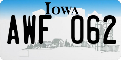 IA license plate AWF062