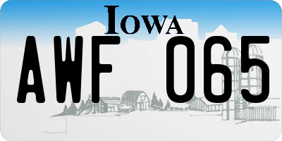 IA license plate AWF065