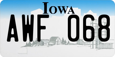 IA license plate AWF068