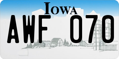 IA license plate AWF070