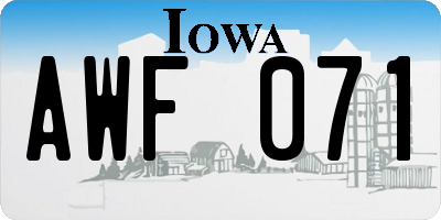 IA license plate AWF071
