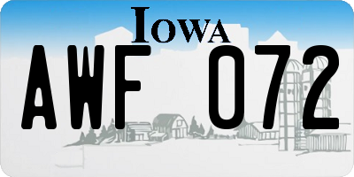 IA license plate AWF072