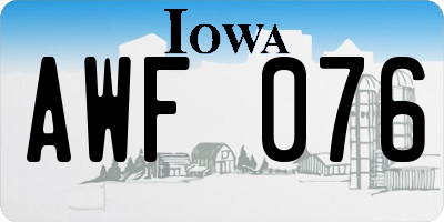 IA license plate AWF076