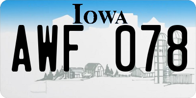 IA license plate AWF078