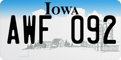 IA license plate AWF092