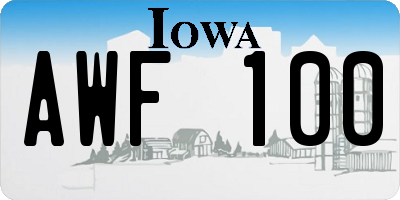 IA license plate AWF100