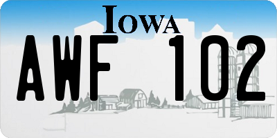 IA license plate AWF102