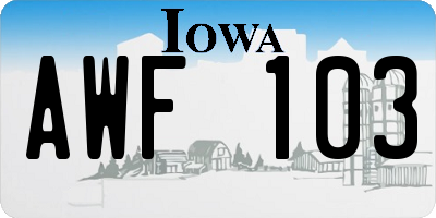 IA license plate AWF103
