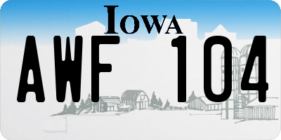 IA license plate AWF104
