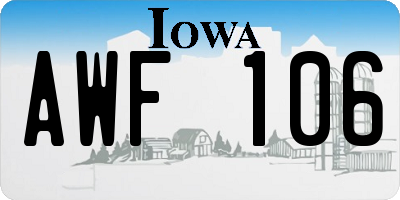 IA license plate AWF106