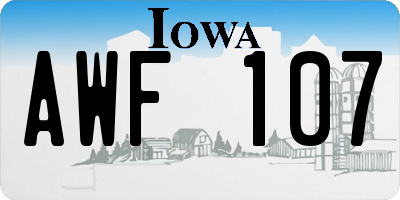 IA license plate AWF107