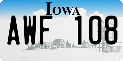 IA license plate AWF108