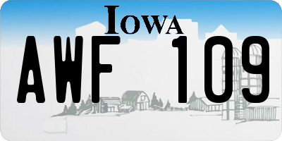IA license plate AWF109