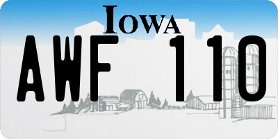 IA license plate AWF110