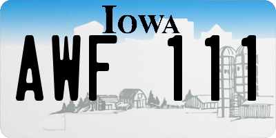 IA license plate AWF111