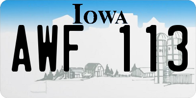 IA license plate AWF113