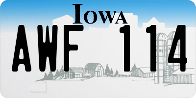 IA license plate AWF114