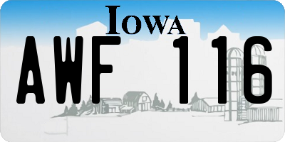 IA license plate AWF116