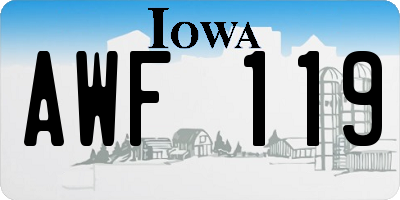 IA license plate AWF119