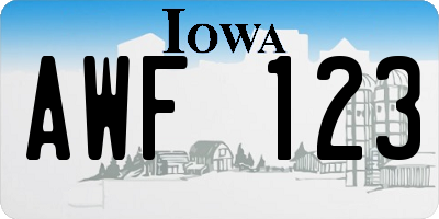 IA license plate AWF123