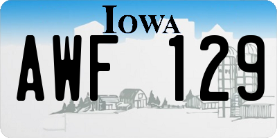 IA license plate AWF129
