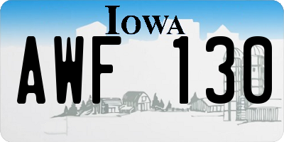 IA license plate AWF130