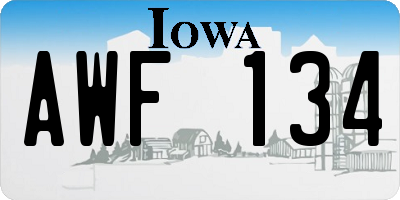 IA license plate AWF134