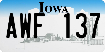 IA license plate AWF137