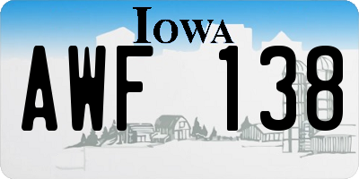 IA license plate AWF138