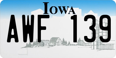 IA license plate AWF139