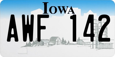 IA license plate AWF142