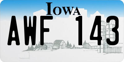 IA license plate AWF143