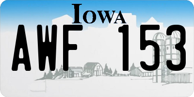 IA license plate AWF153
