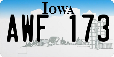 IA license plate AWF173