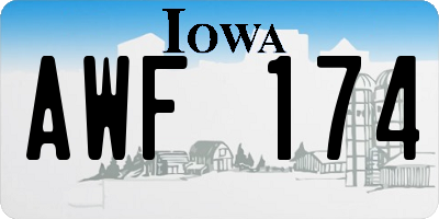 IA license plate AWF174