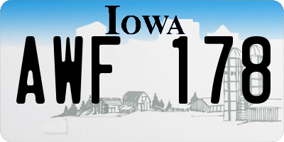 IA license plate AWF178