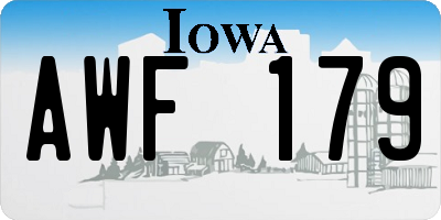 IA license plate AWF179