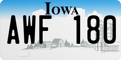 IA license plate AWF180