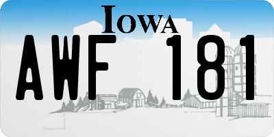 IA license plate AWF181