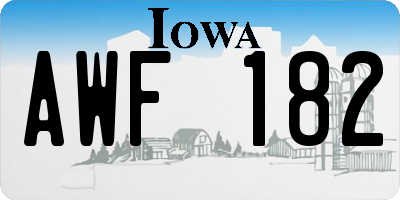 IA license plate AWF182
