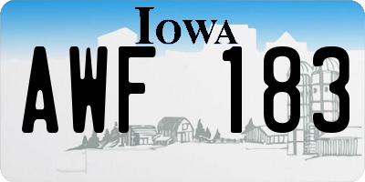 IA license plate AWF183